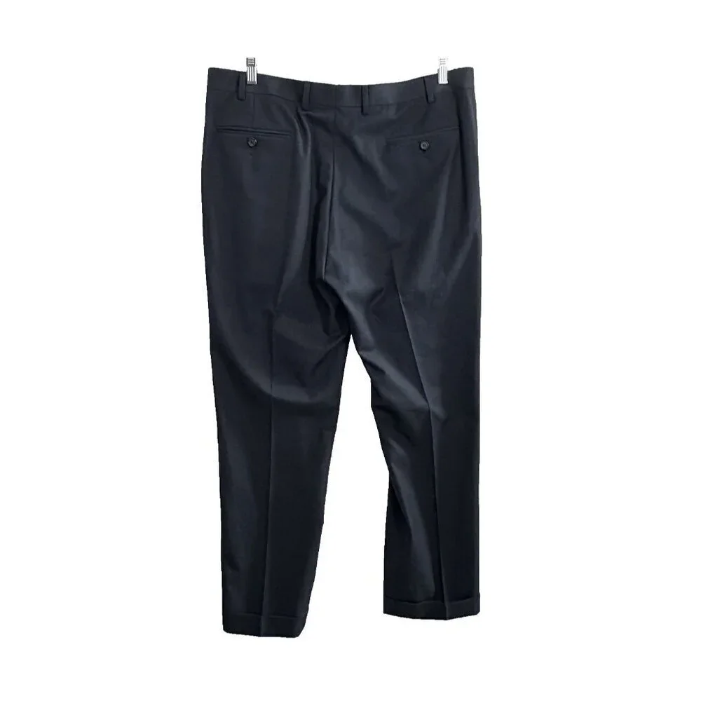 RALPH LAUREN‎ Men Dress Pants Sz 38x32 Blue Pleated Cuff Hem Professional 28-4